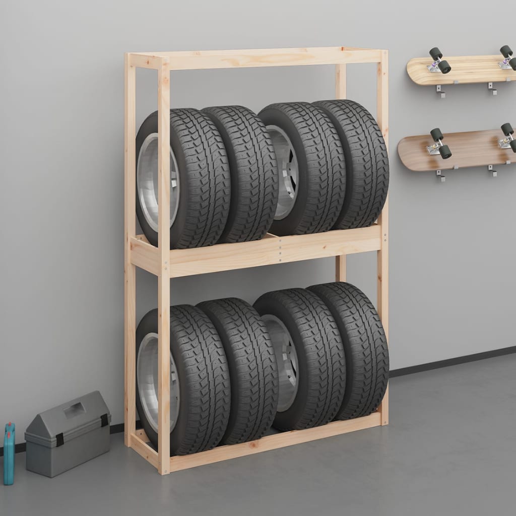 vidaXL Tire Rack 120x40x180 cm Solid Wood Pine