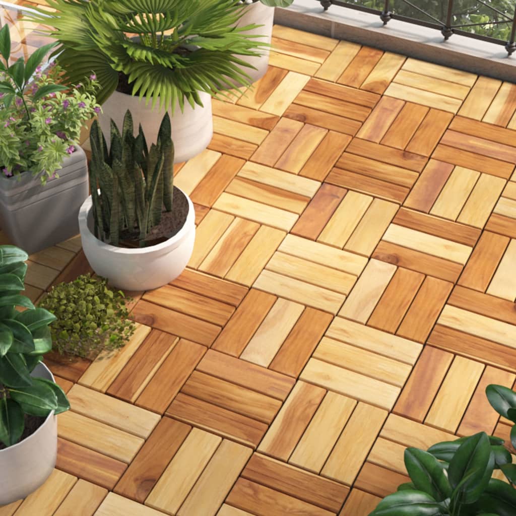 vidaXL Decking Tiles 10 pcs 30x30 cm Solid Wood Teak