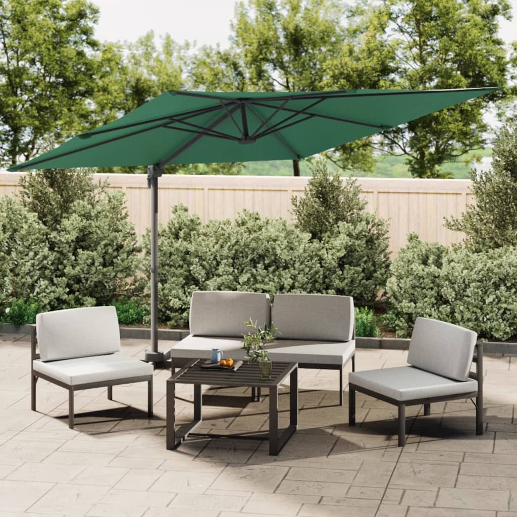 vidaXL Cantilever Umbrella with Aluminium Pole Green 300x300 cm