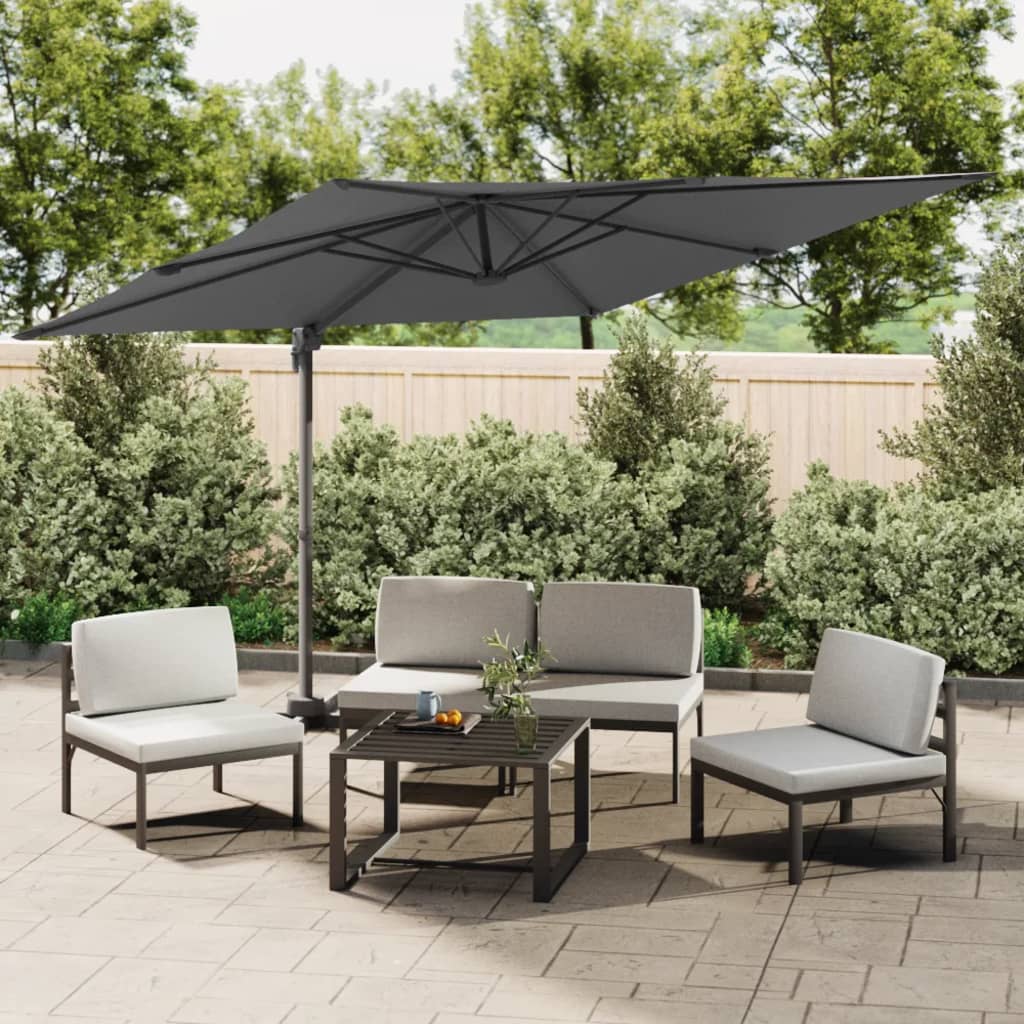 vidaXL LED Cantilever Umbrella Anthracite 400x300 cm