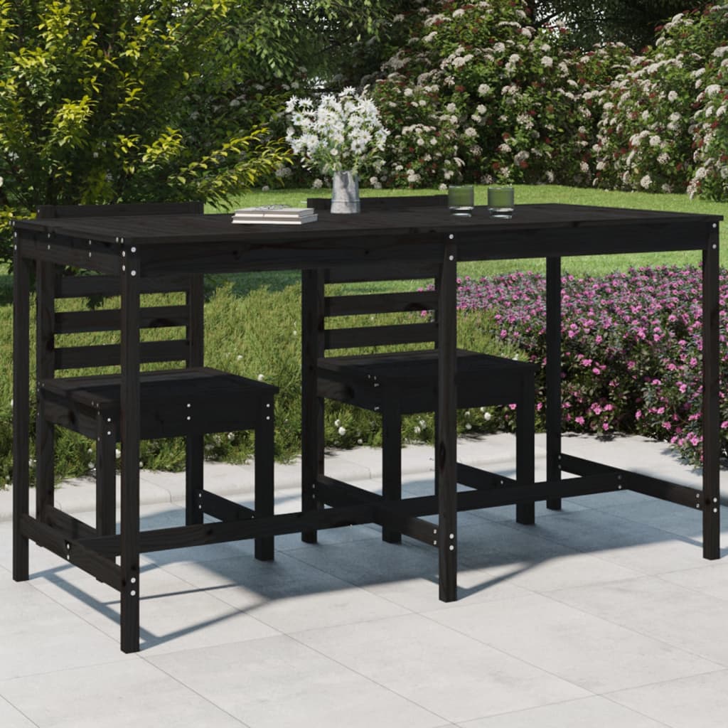 vidaXL Garden Table Black 203.5x90x110 cm Solid Wood Pine