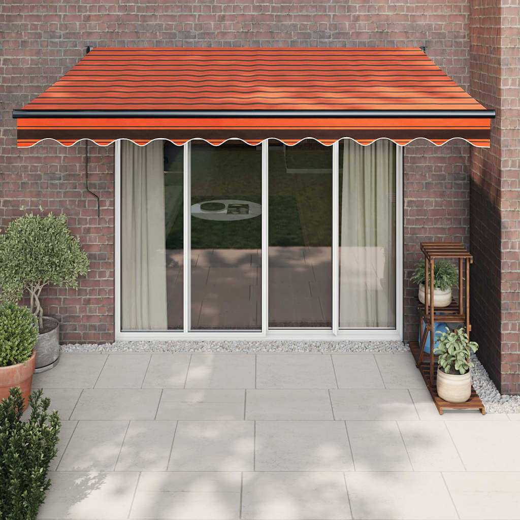 vidaXL Retractable Awning Orange and Brown 3.5x2.5 m Fabric and Aluminium