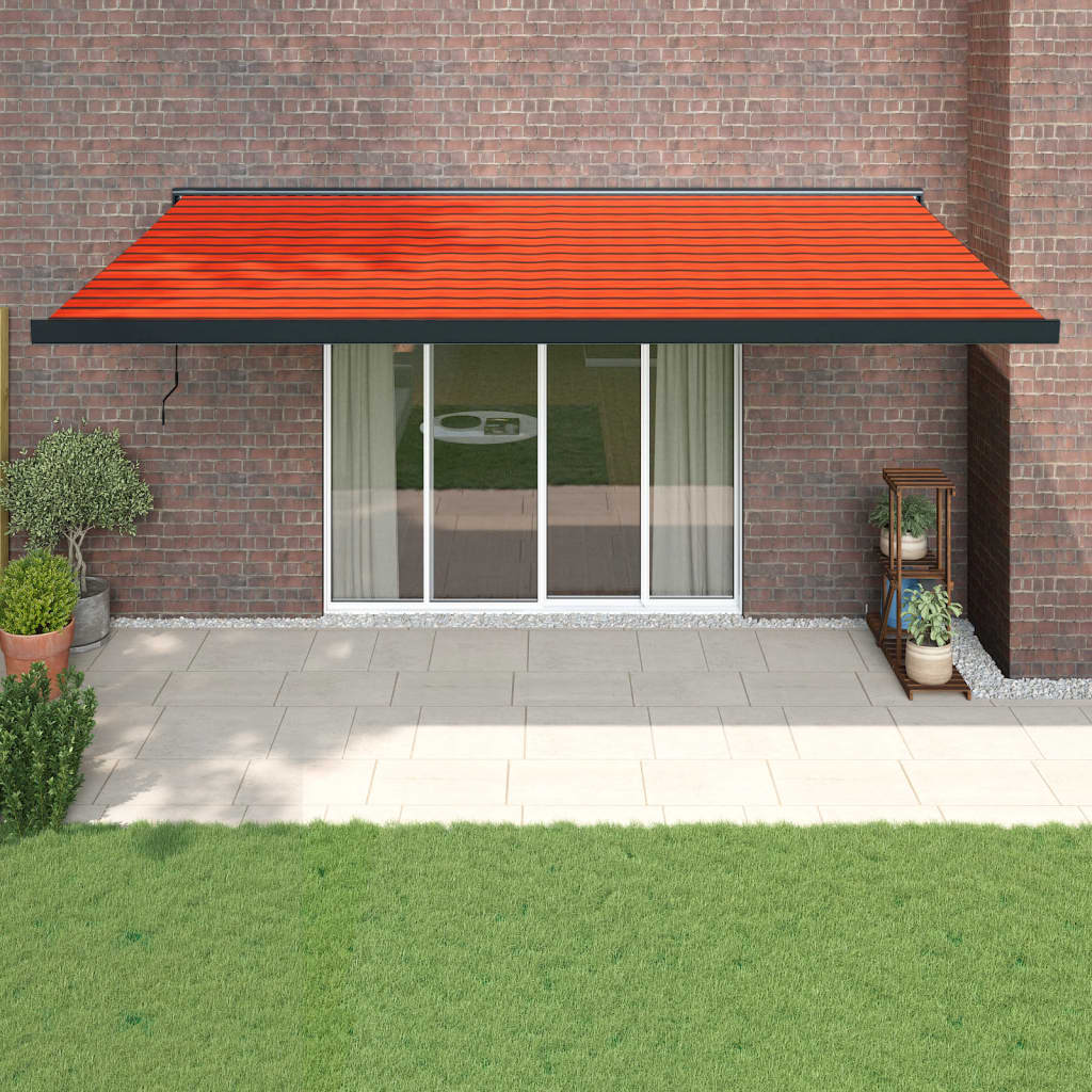 vidaXL Retractable Awning Orange and Brown 5x3 m Fabric and Aluminium