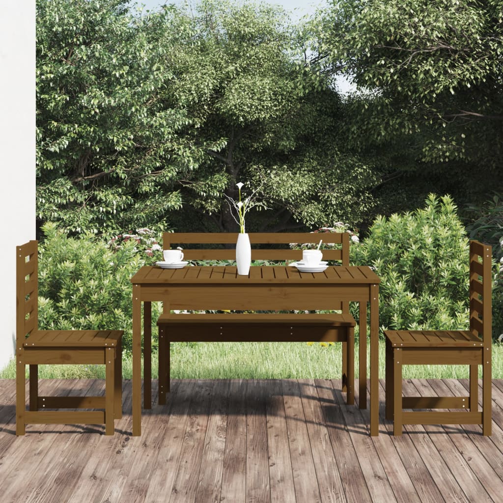 vidaXL 4 Piece Garden Dining Set Honey Brown Solid Wood Pine