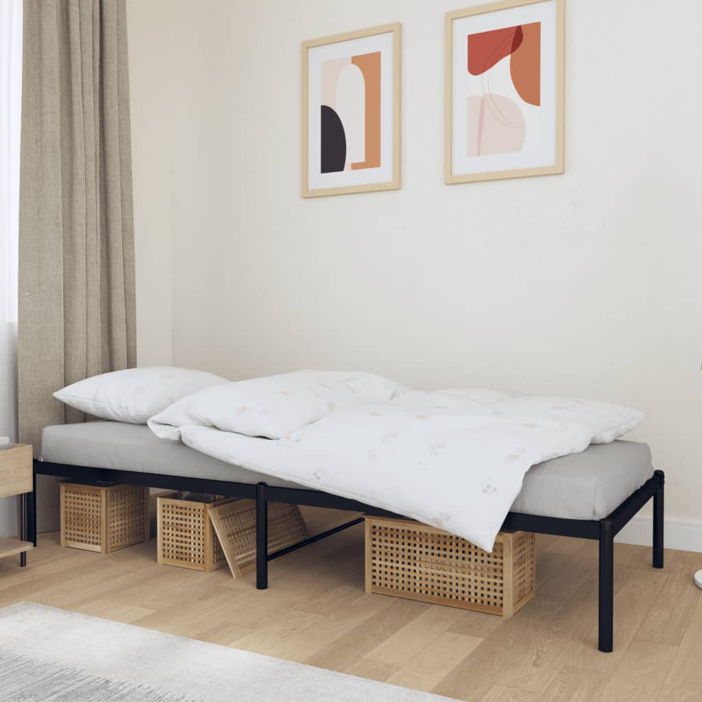 vidaXL Metal Bed Frame Black 75x190 cm 2FT6 Small Single