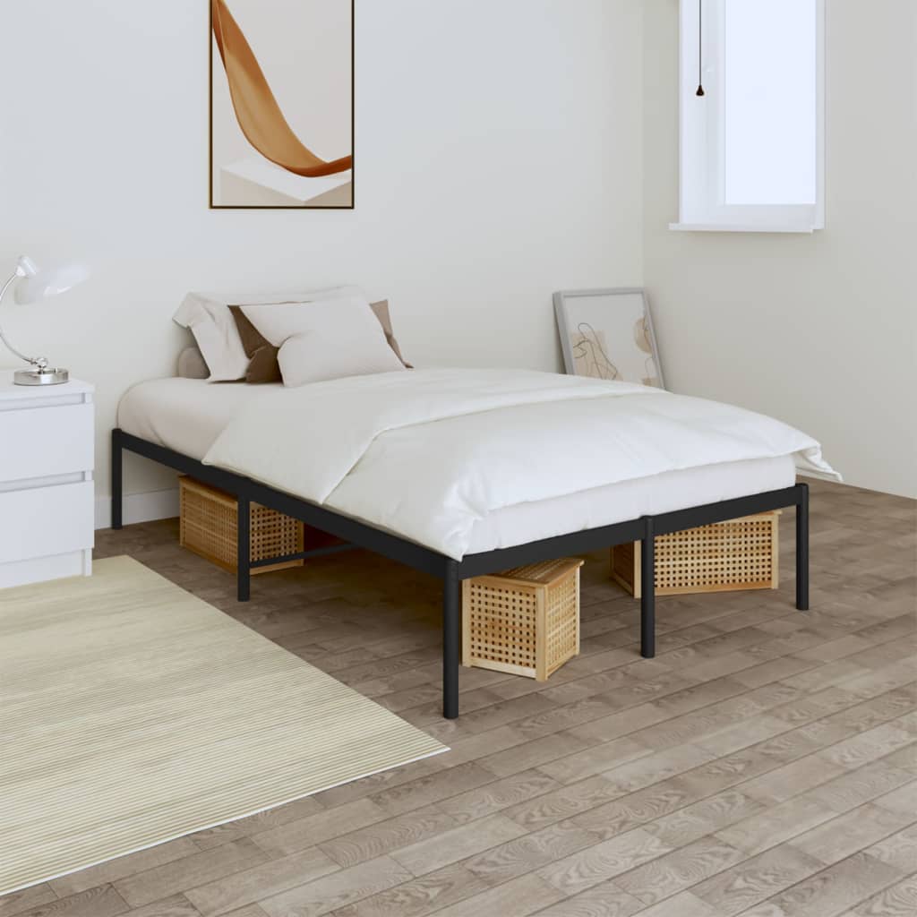 vidaXL Metal Bed Frame Black 120x190 cm 4FT Small Double