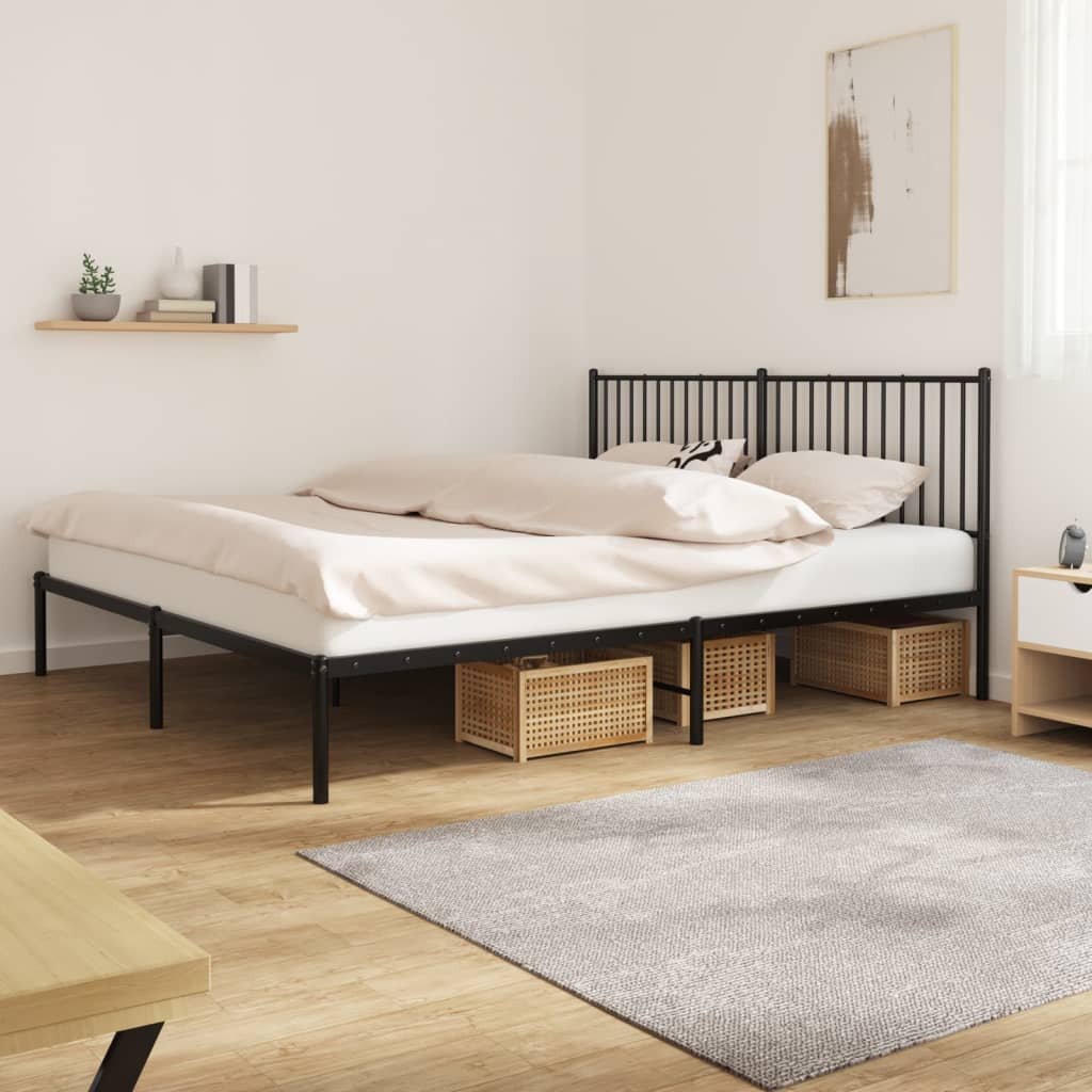 vidaXL Metal Bed Frame with Headboard Black 183x213 cm