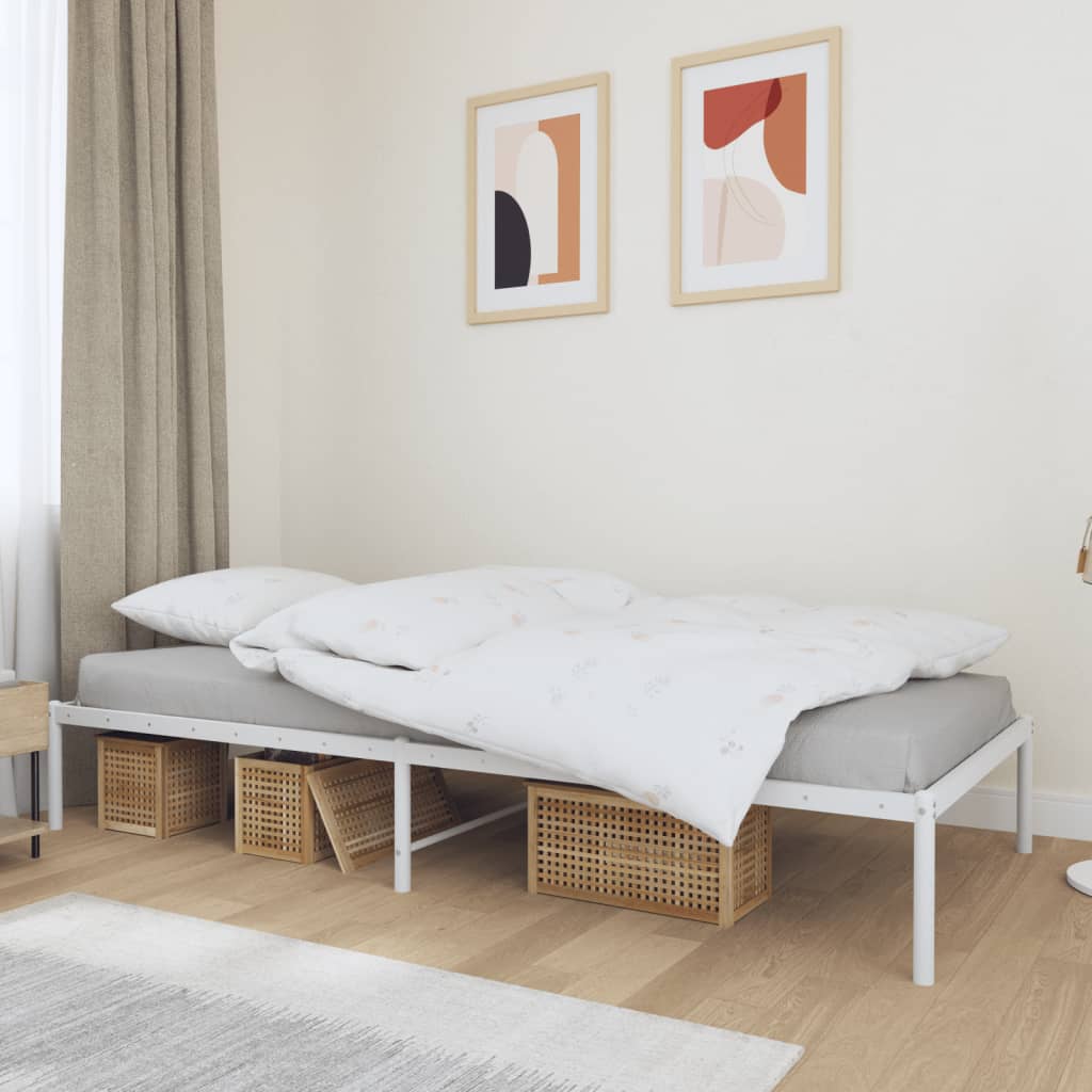 vidaXL Metal Bed Frame White 90x200 cm