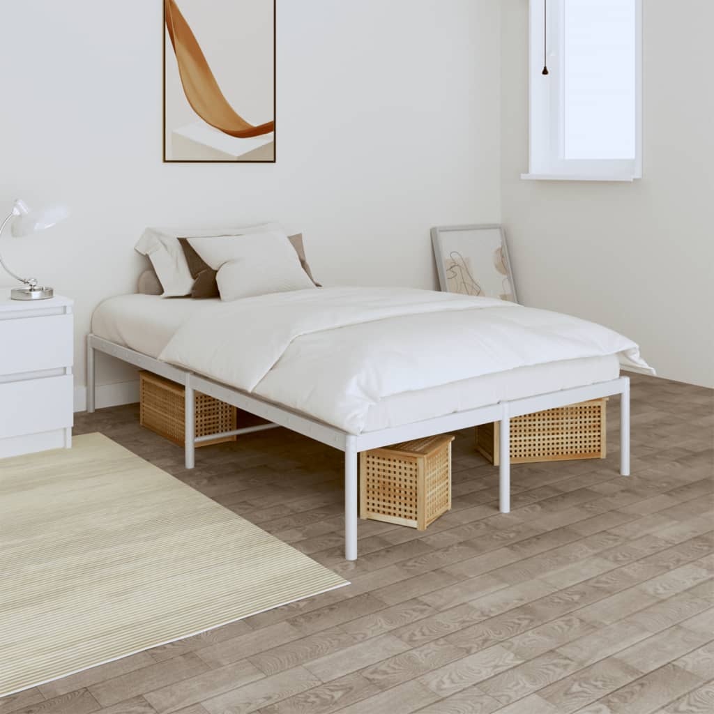 vidaXL Metal Bed Frame White 135x190 cm 4FT6 Double