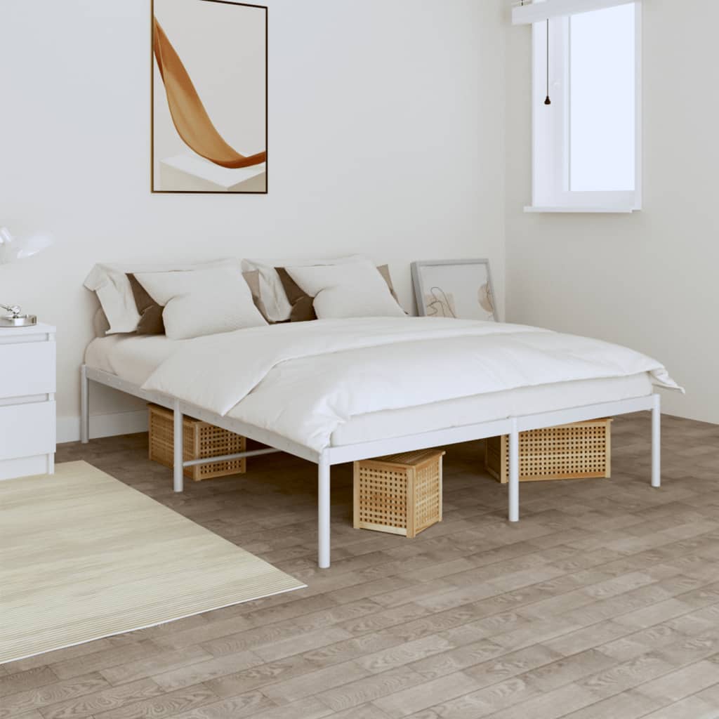 vidaXL Metal Bed Frame White 160x200 cm