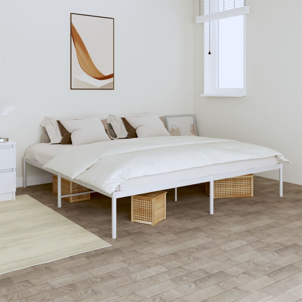 vidaXL Metal Bed Frame White 193x203 cm