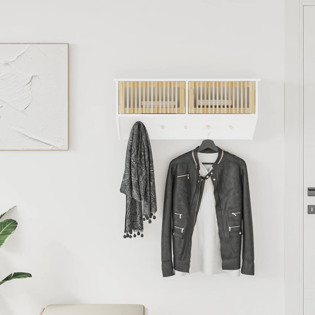 vidaXL Wall Wardrobe with Hooks White 80x24x35.5 cm Engineered Wood