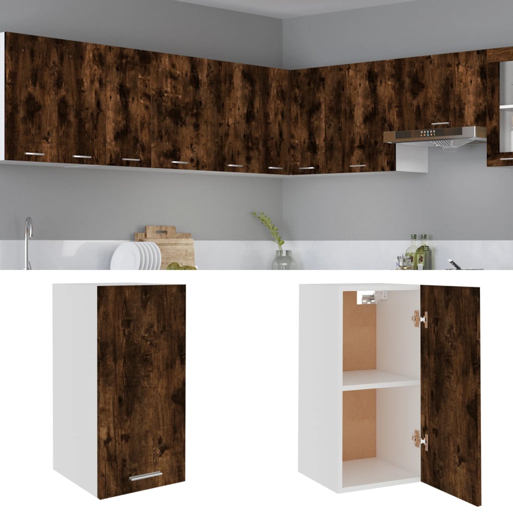 vidaXL Hanging Cabinet Smoked Oak 29.5x31x60 cm Engineered Wood