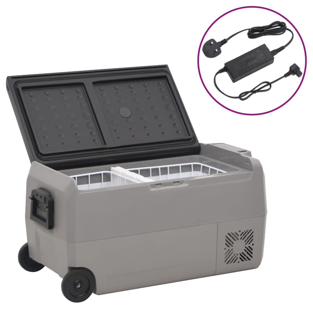 vidaXL Cool Box with Wheel and Adapter Black & Grey 36 L PP & PE