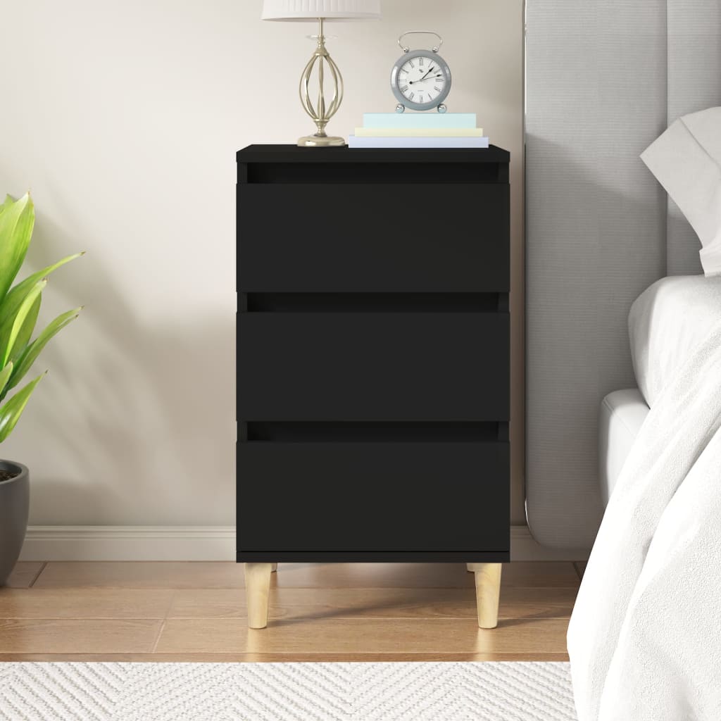 vidaXL Bedside Cabinet Black 40x35x70 cm Engineered Wood
