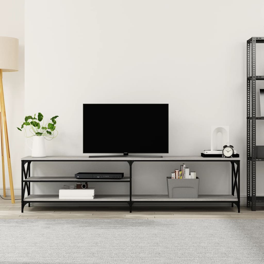 vidaXL TV Cabinet Grey Sonoma 200x40x50 cm Engineered Wood and Metal