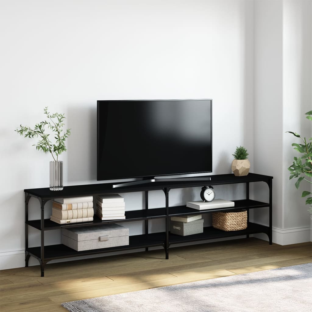 vidaXL TV Cabinet Black 180x30x50 cm Engineered Wood and Metal