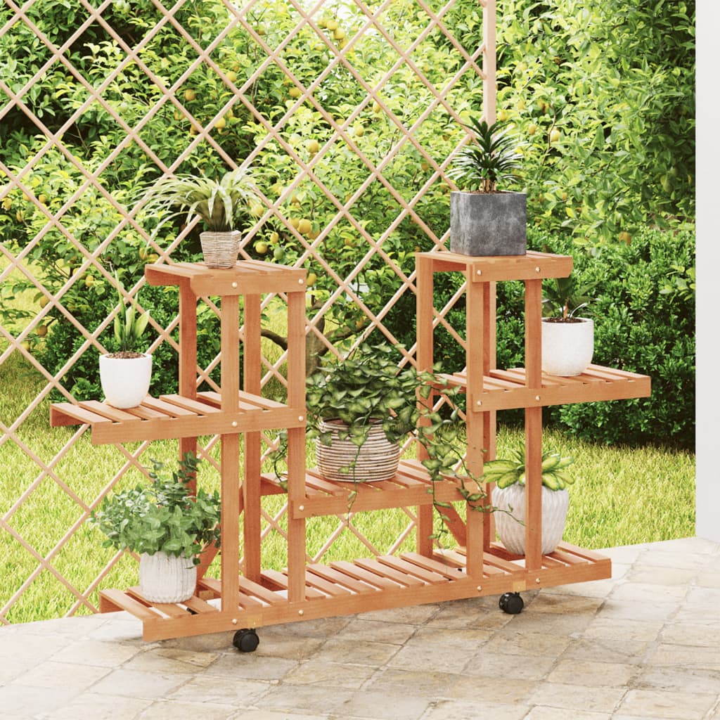 vidaXL Flower Stand with Wheels 110x25x78 cm Solid Wood Fir