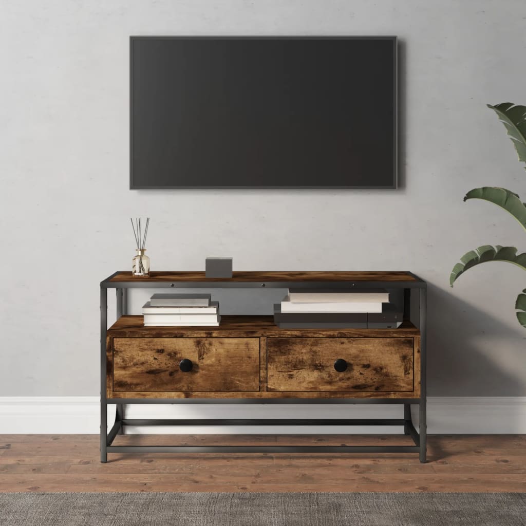 vidaXL TV Cabinet Smoked Oak 80x35x45 cm Engineered Wood