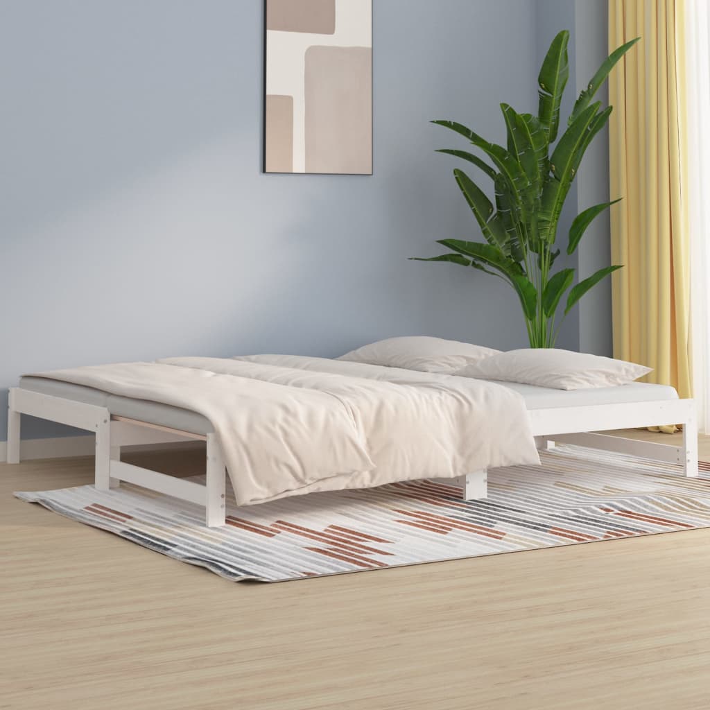 vidaXL Pull-out Day Bed White 2x(90x190) cm Solid Wood Pine