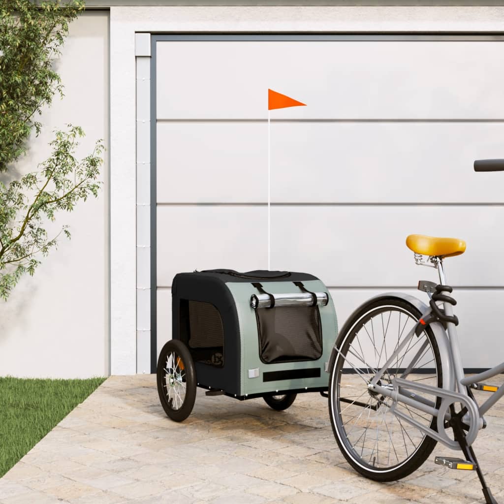 vidaXL Dog Bike Trailer Black and Grey Oxford Fabric and Iron