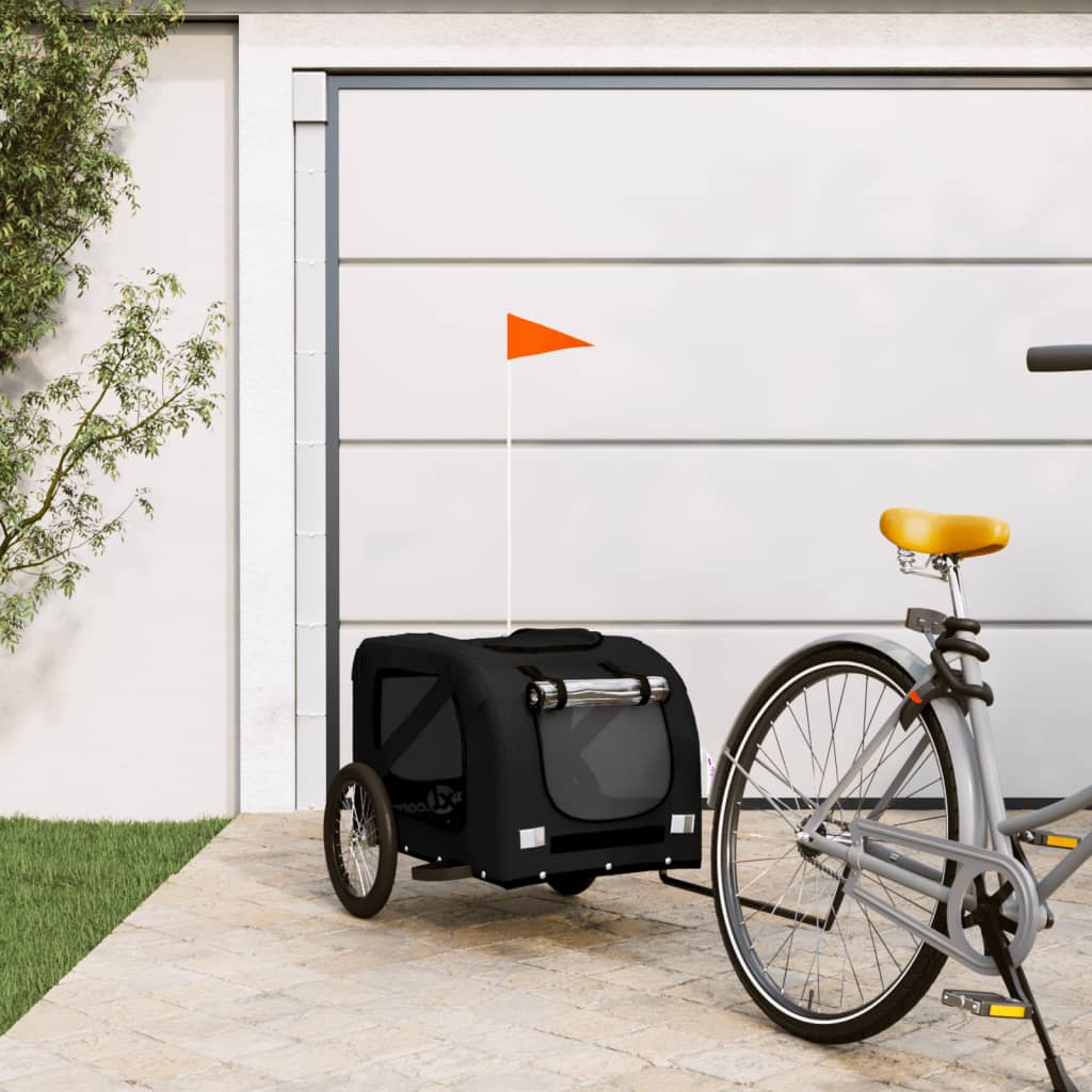 vidaXL Dog Bike Trailer Black Oxford Fabric and Iron