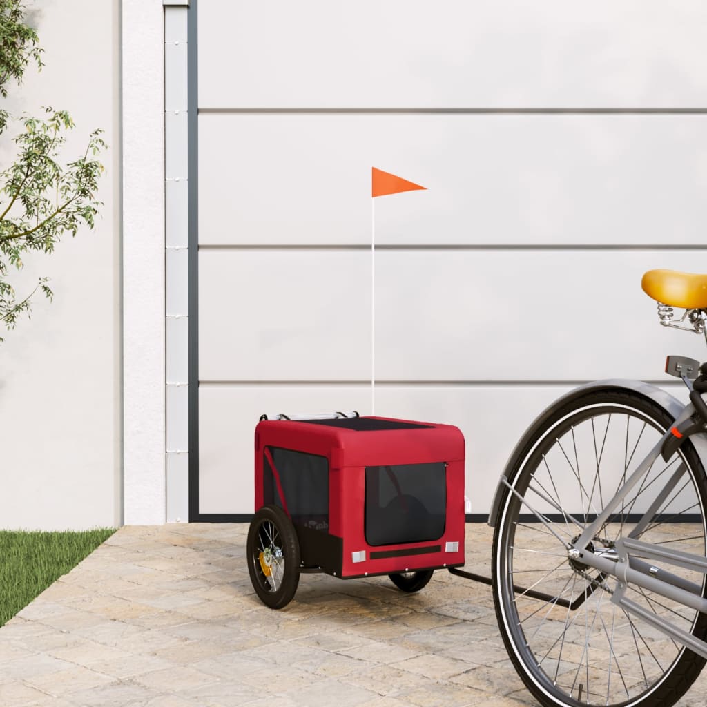 vidaXL Dog Bike Trailer Red and Black Oxford Fabric&Iron