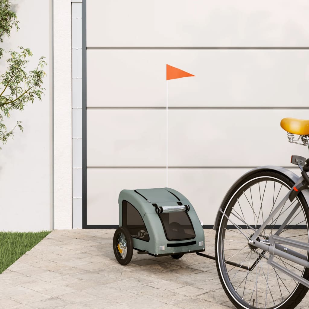 vidaXL Dog Bike Trailer Grey Oxford Fabric and Iron