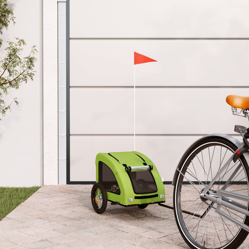 vidaXL Dog Bike Trailer Green Oxford Fabric and Iron