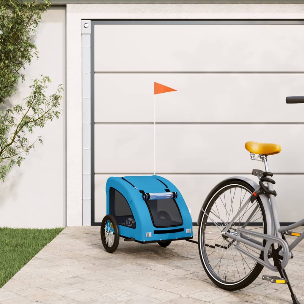 vidaXL Dog Bike Trailer Blue Oxford Fabric and Iron