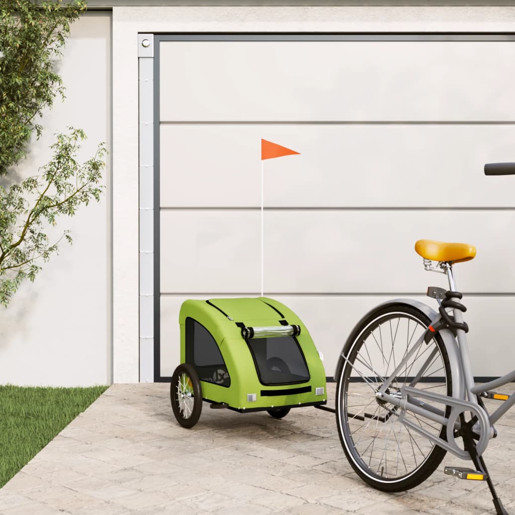 vidaXL Dog Bike Trailer Green Oxford Fabric and Iron