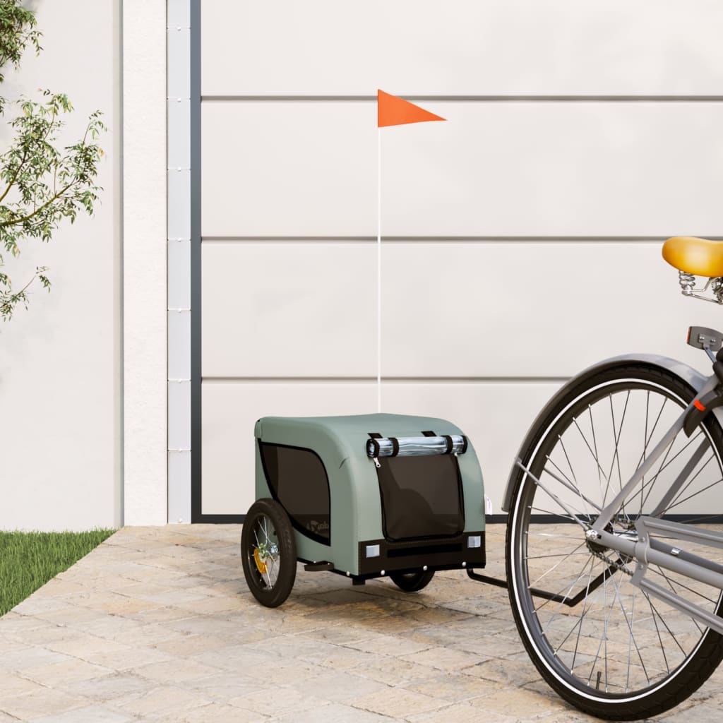 vidaXL Dog Bike Trailer Grey and Black Oxford Fabric and Iron