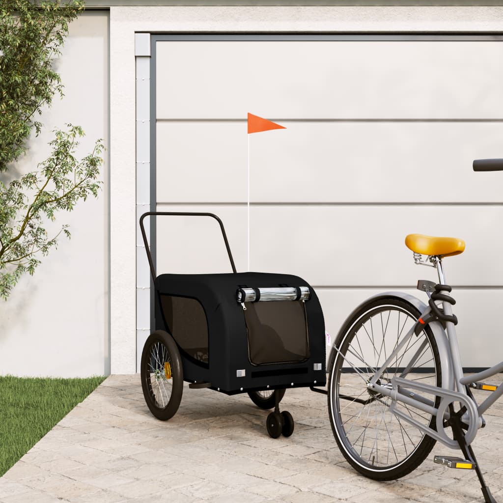 vidaXL Dog Bike Trailer Black Oxford Fabric and Iron
