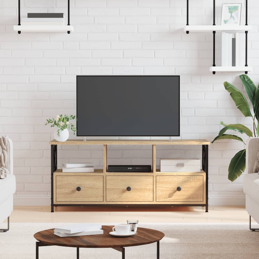 vidaXL TV Cabinet Sonoma Oak 102x33x45 cm Engineered Wood&Iron
