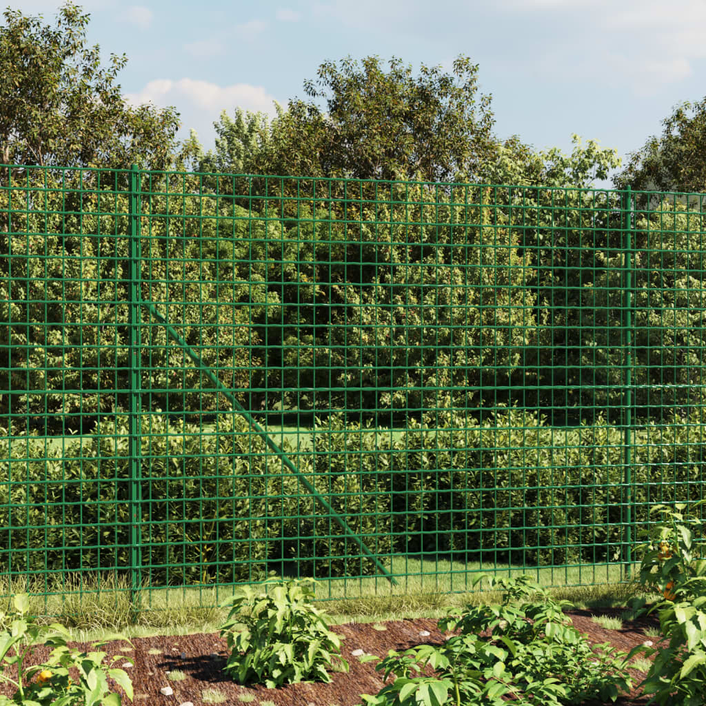 vidaXL Wire Mesh Fence with Spike Anchors Green 2.2x10 m