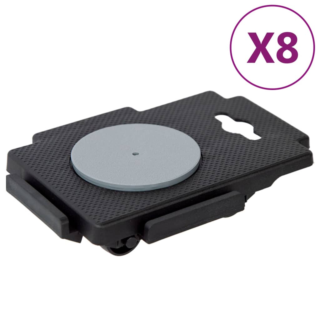 vidaXL Moving Dollies with 8 Wheels 8 pcs Black Polypropylene 150 kg