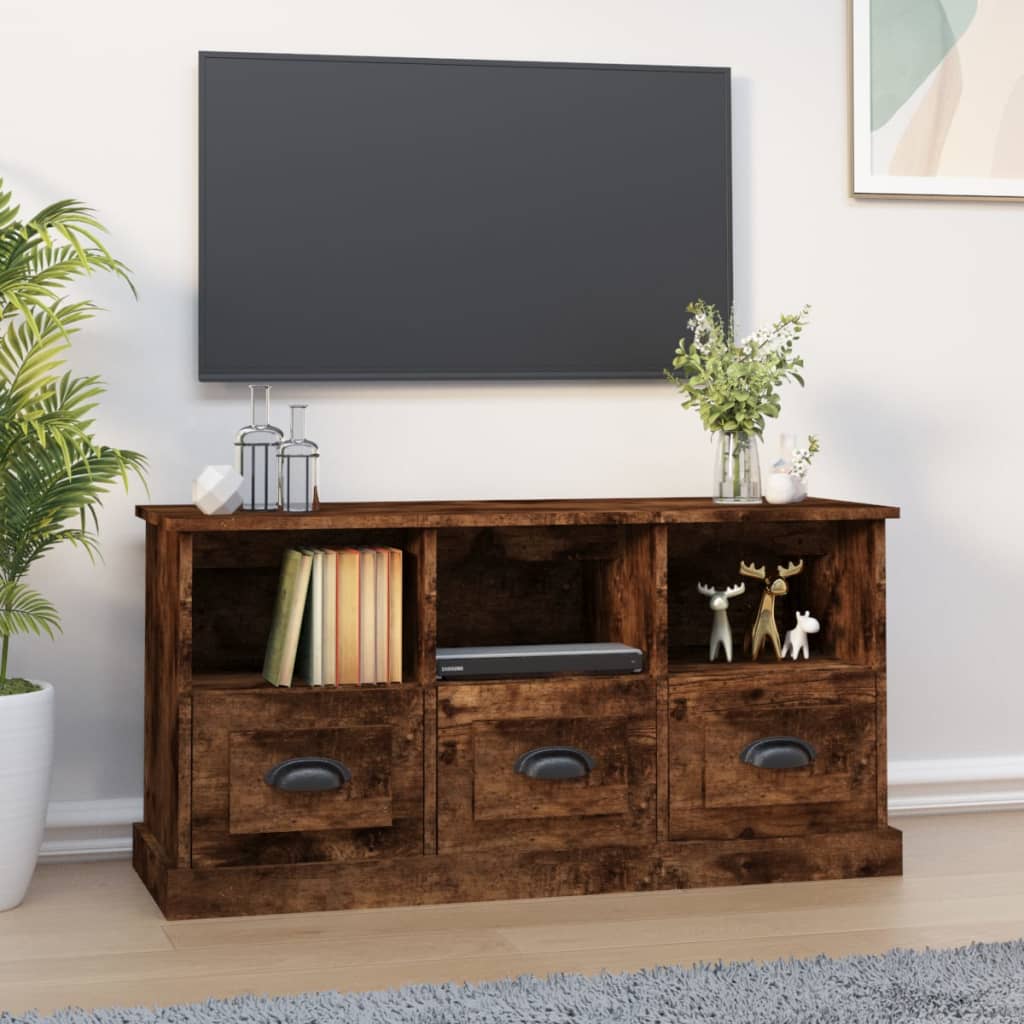 vidaXL TV Cabinet Smoked Oak 100x35x50 cm Engineered Wood