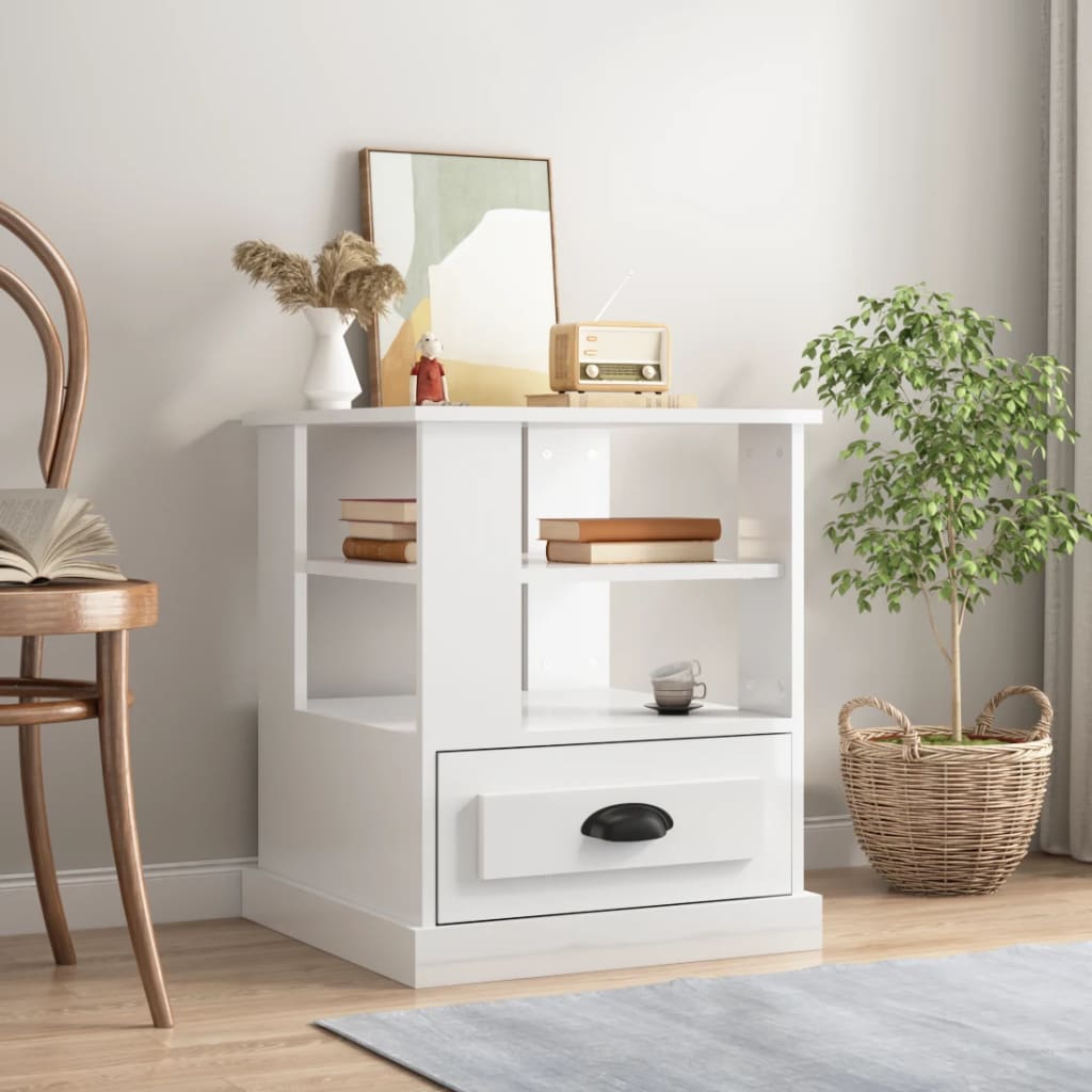 vidaXL Side Table High Gloss White 50x50x60 cm Engineered Wood