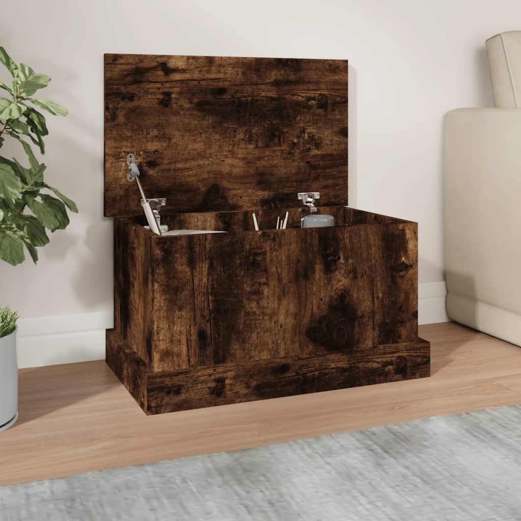 vidaXL Storage Box Smoked Oak 50x30x28 cm Engineered Wood