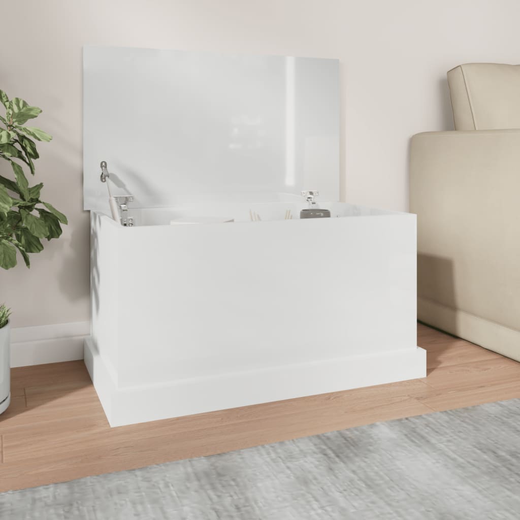 vidaXL Storage Box High Gloss White 70x40x38 cm Engineered Wood