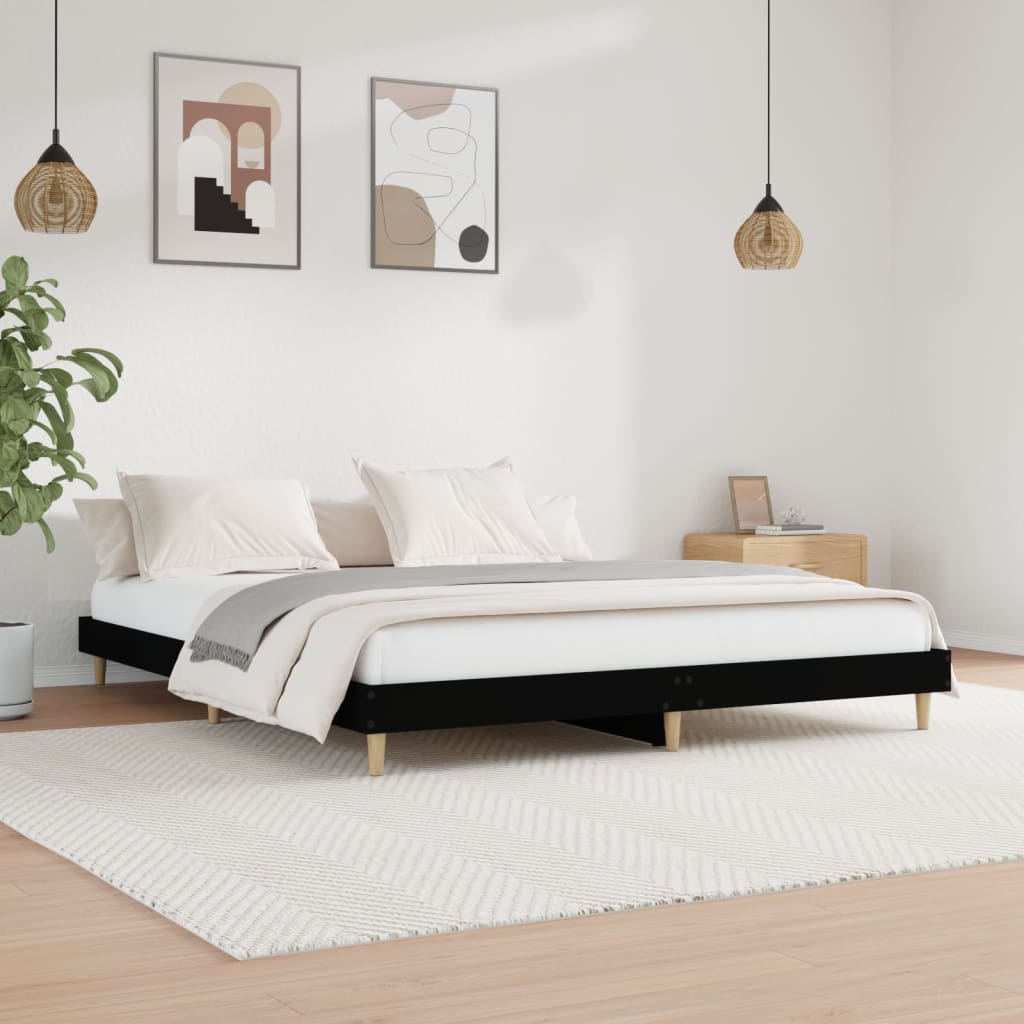 vidaXL Bed Frame Black 150x200 cm Engineered Wood