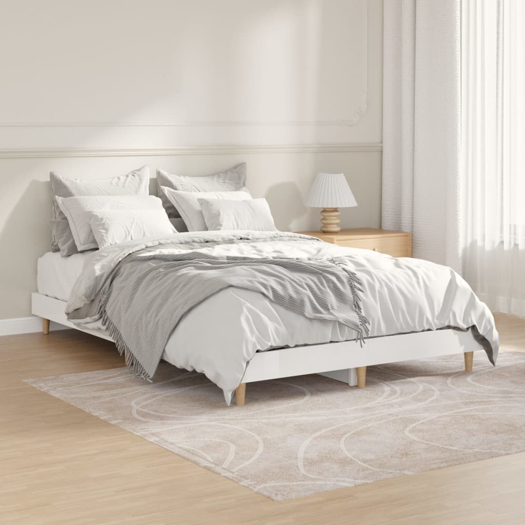 vidaXL Bed Frame High Gloss White 120x190 cm Engineered Wood