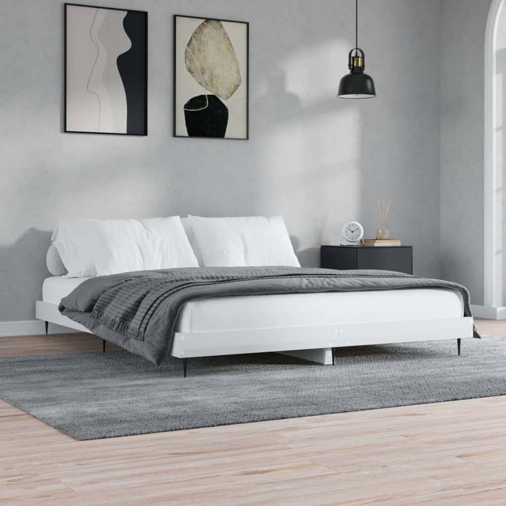 vidaXL Bed Frame High Gloss White 180x200 cm 6FT Super King Engineered Wood