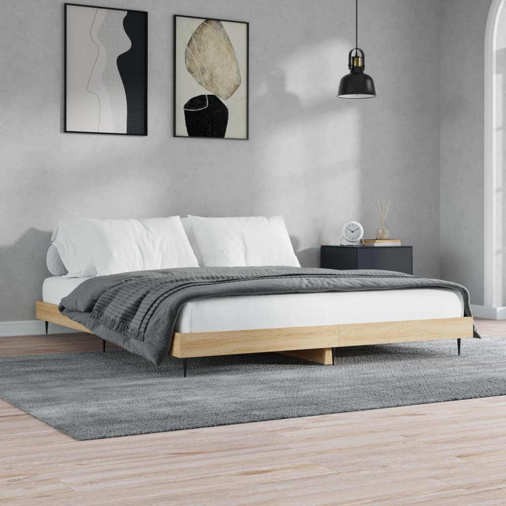 vidaXL Bed Frame Sonoma Oak 150x200 cm 5FT King Size Engineered Wood