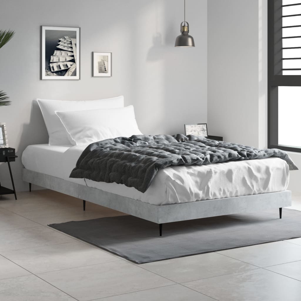 vidaXL Bed Frame Concrete Grey 90x190 cm 3FT Single Engineered Wood