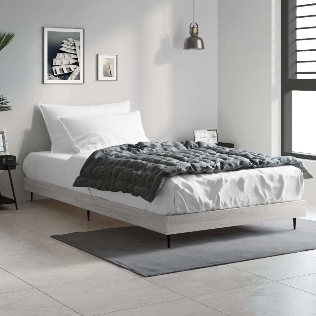 vidaXL Bed Frame Grey Sonoma 90x190 cm 3FT Single Engineered Wood
