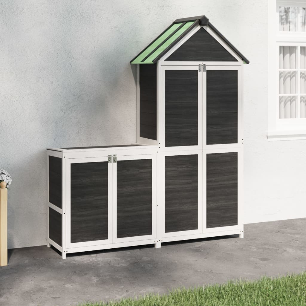 vidaXL 2 Piece Garden Tool Shed Set Grey Solid Wood Pine