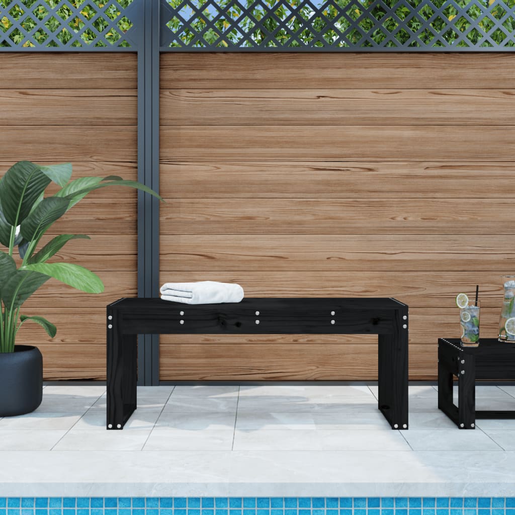 vidaXL Garden Bench Black 110x38x45 cm Solid Wood Pine