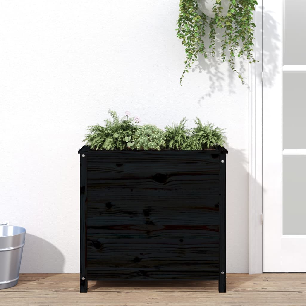 vidaXL Garden Planter Black 82.5x40x78 cm Solid Wood Pine