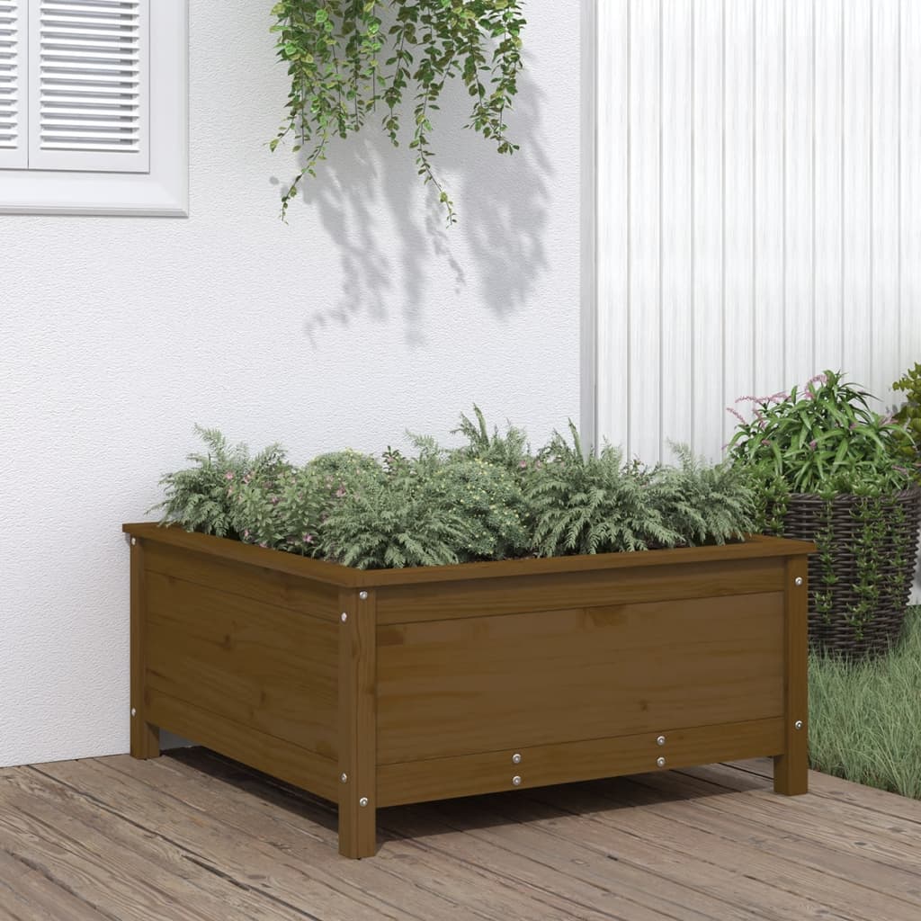 vidaXL Garden Planter Honey Brown 82.5x82.5x39 cm Solid Wood Pine
